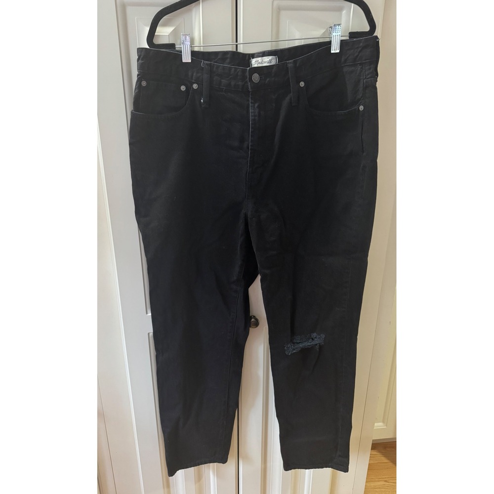Madewell The Perfect Vintage Jean Black Distressed Denim Size 33 EUC